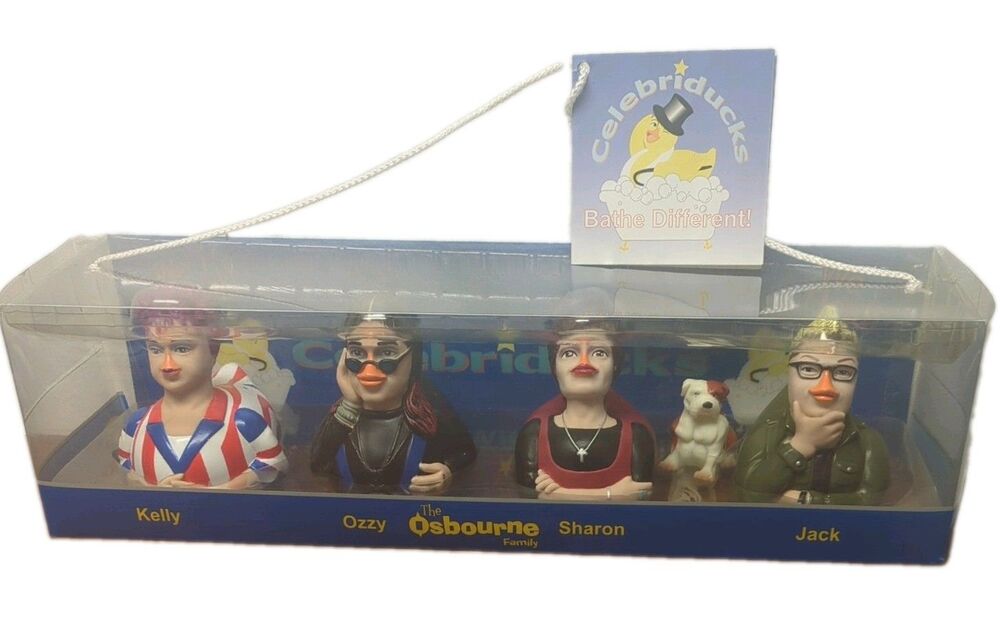 2002 Osbourne Family Celebriducks 1st Ed 5p Set Kelly Ozzy Sharon Jack dog Lola